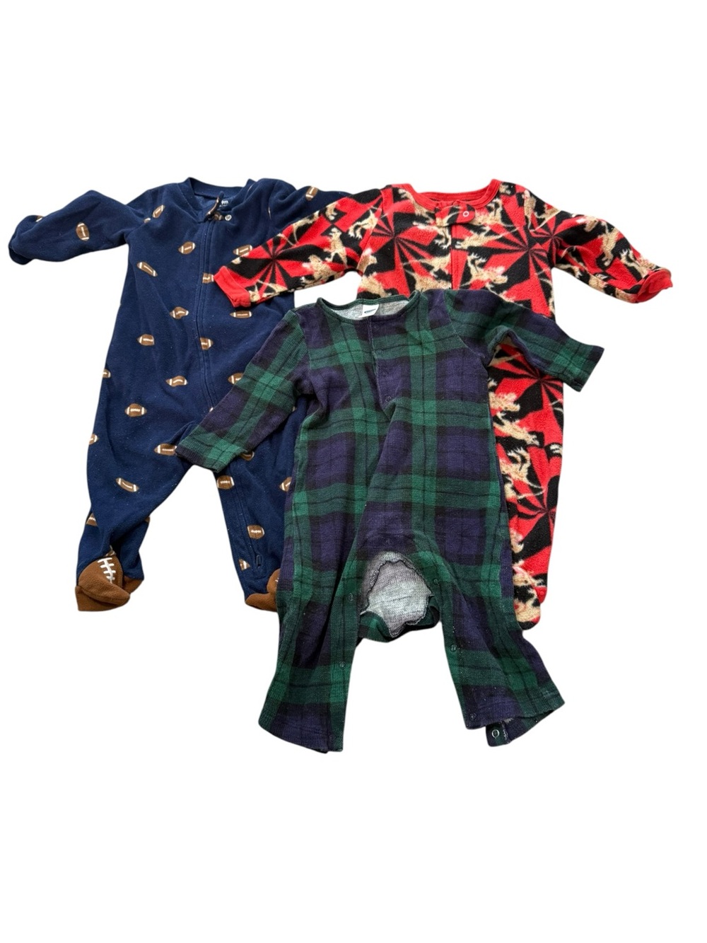 Baby Boy Fall Winter Sleeper Bundle Carter’s Old Navy Fleece 6-12M 3 Pc